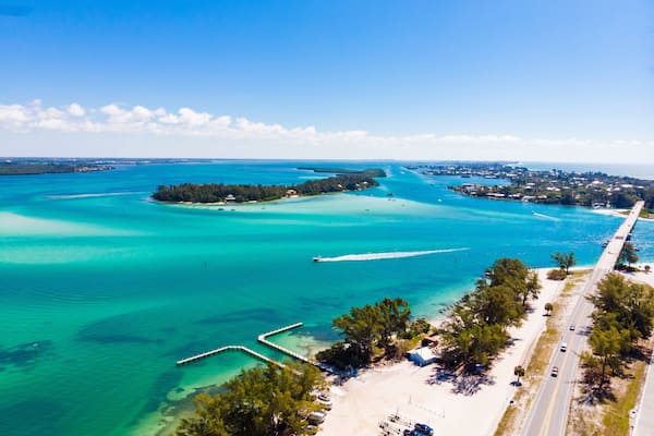 Longboat Key Pass Jewfish Island Coquina Beach Boat Ramp Holmes Beach Florida at Gulf of Mexico 1.0