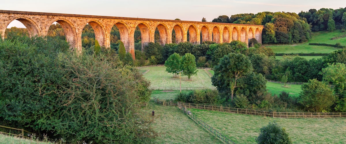 Evening at the Cefn Mawr Viaduct, Wrexham, Wales, UK