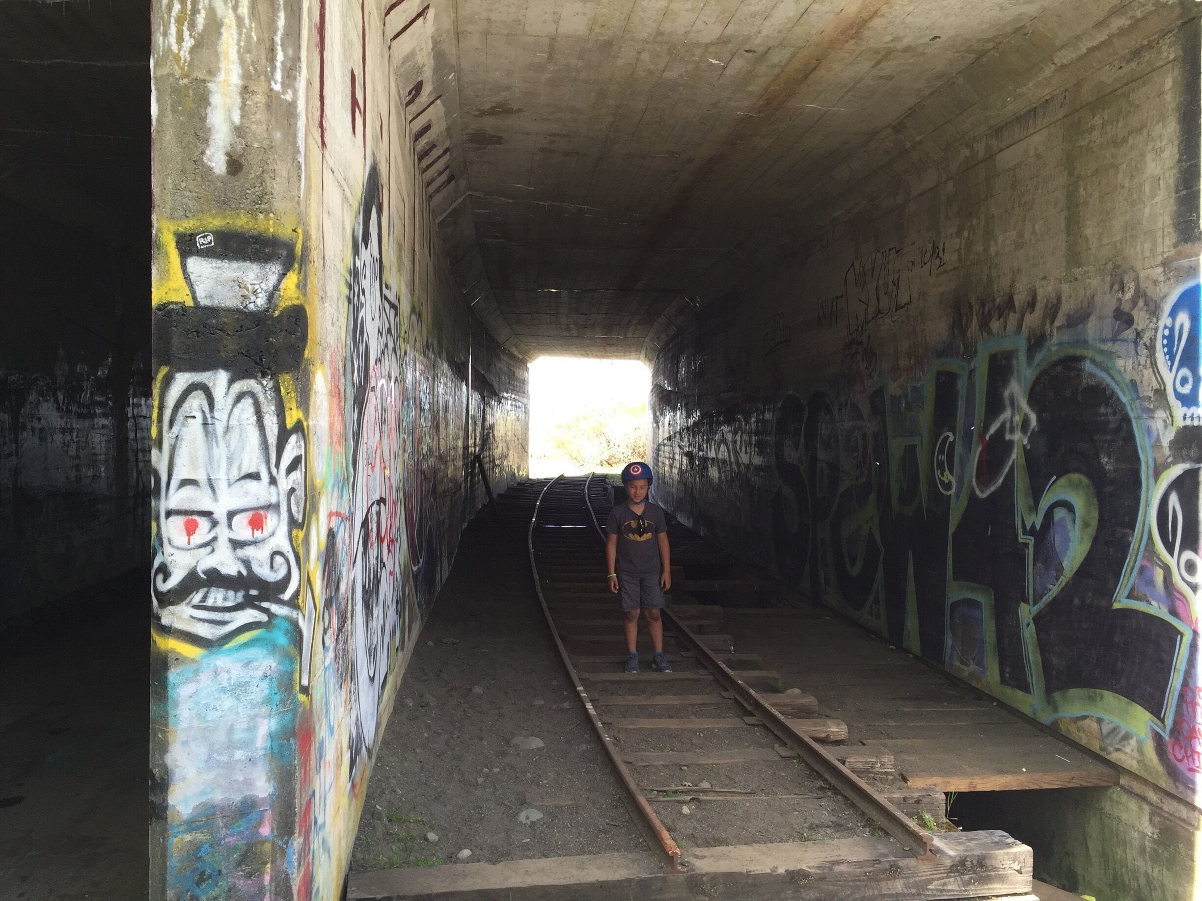Abandoned train tunnels.
