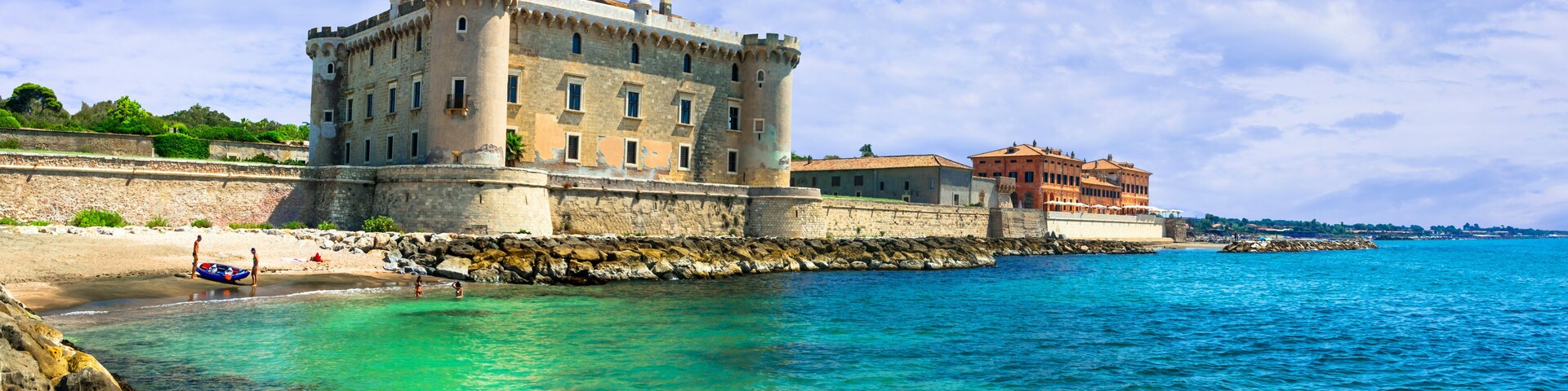 Castles of Italy - medieval Castello Palo Odescalchi and the beach in Ladispoli.