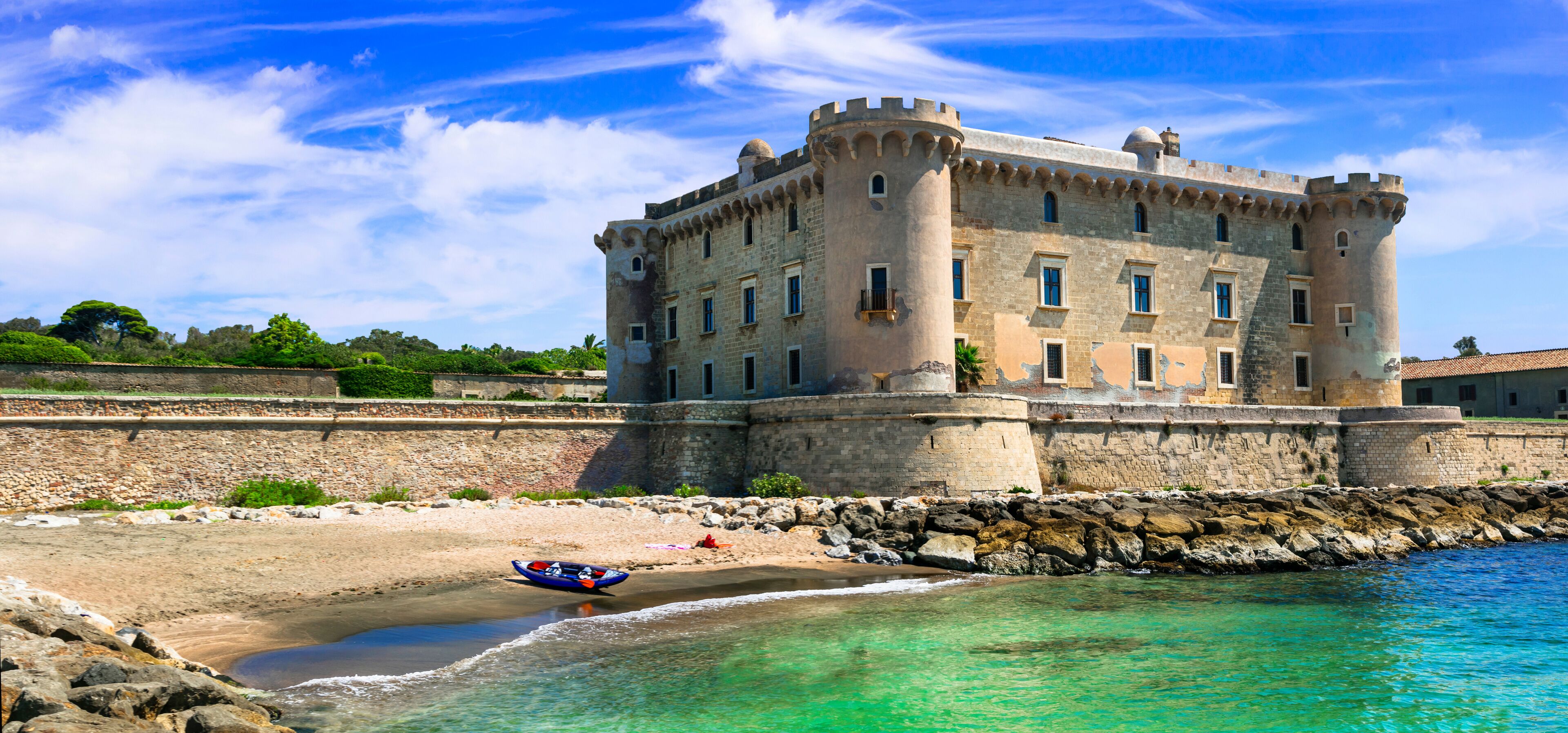 Castles of Italy - medieval Castello Palo Odescalchi and the beach in Ladispoli.