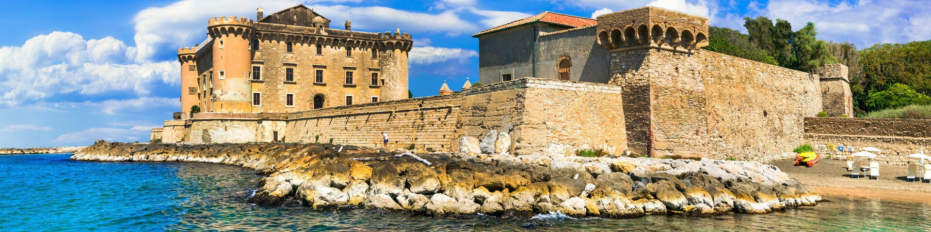 Castle in the sea - medieval impressive fortress in Ladispoli. Italy
