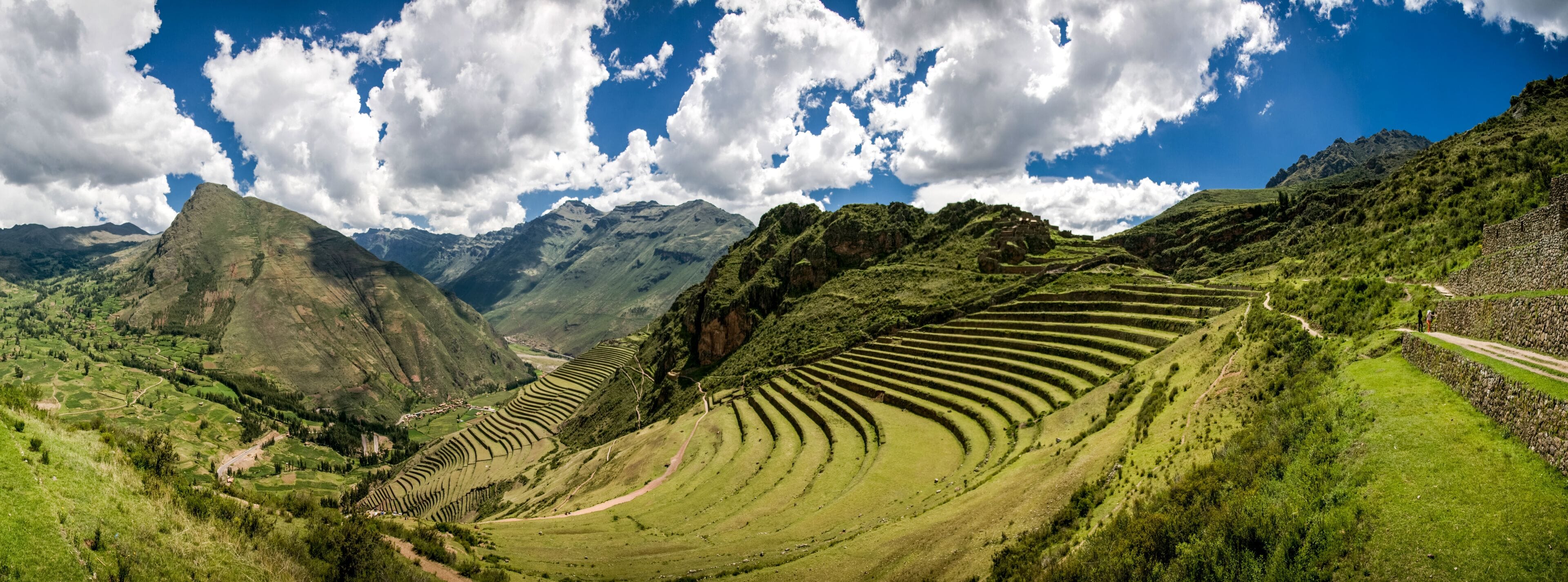 Agricultural terraces in Sacred Valley Moray in Peru. Soth America nature