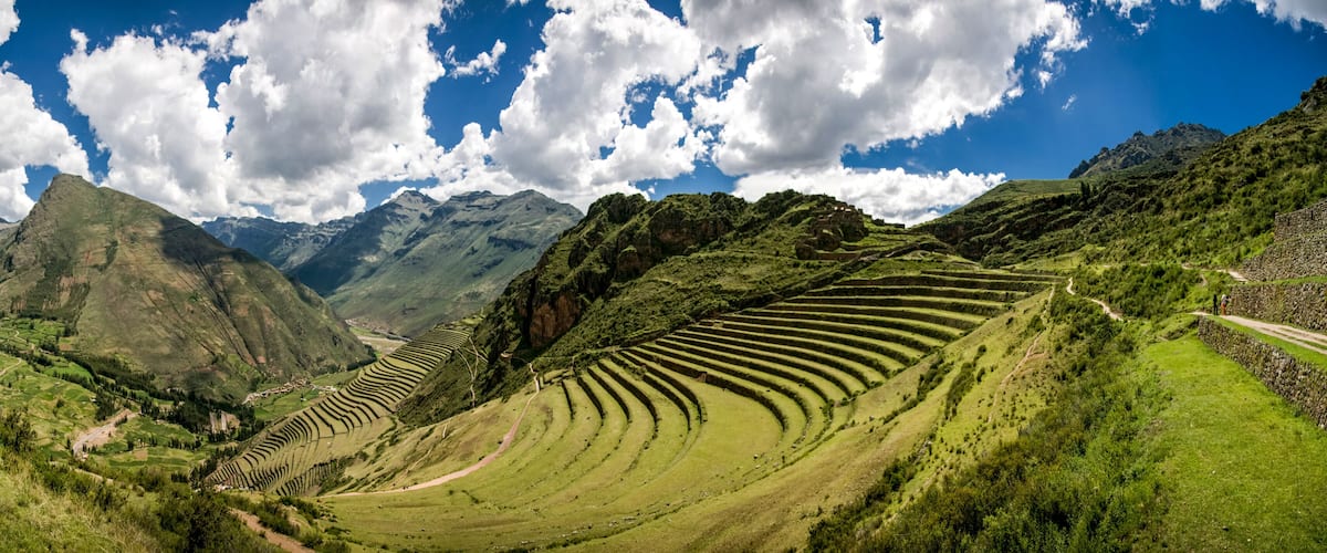 Agricultural terraces in Sacred Valley Moray in Peru. Soth America nature
