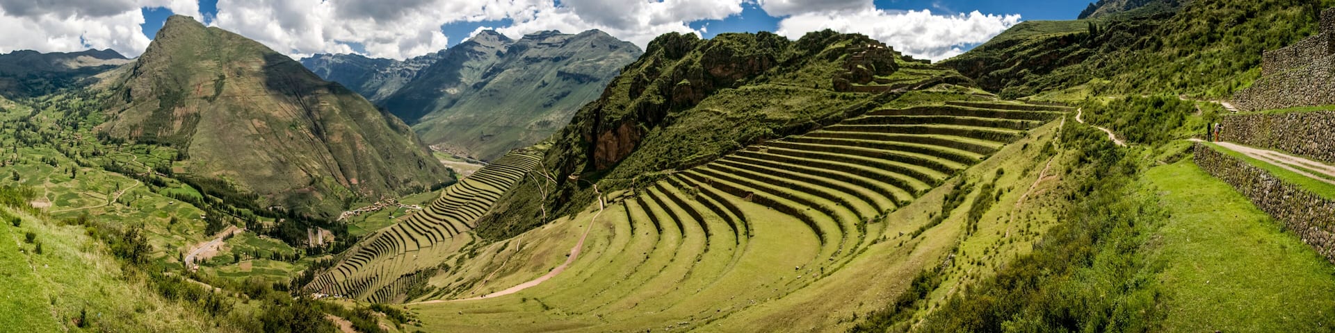 Agricultural terraces in Sacred Valley Moray in Peru. Soth America nature