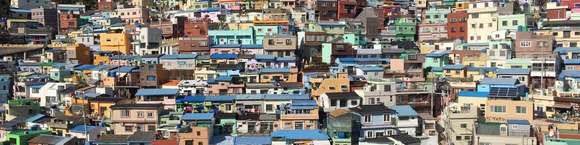 Gamcheon Cultural Village in Korea looks like it belongs in Central America with all the brightly colored buildings that comprise it