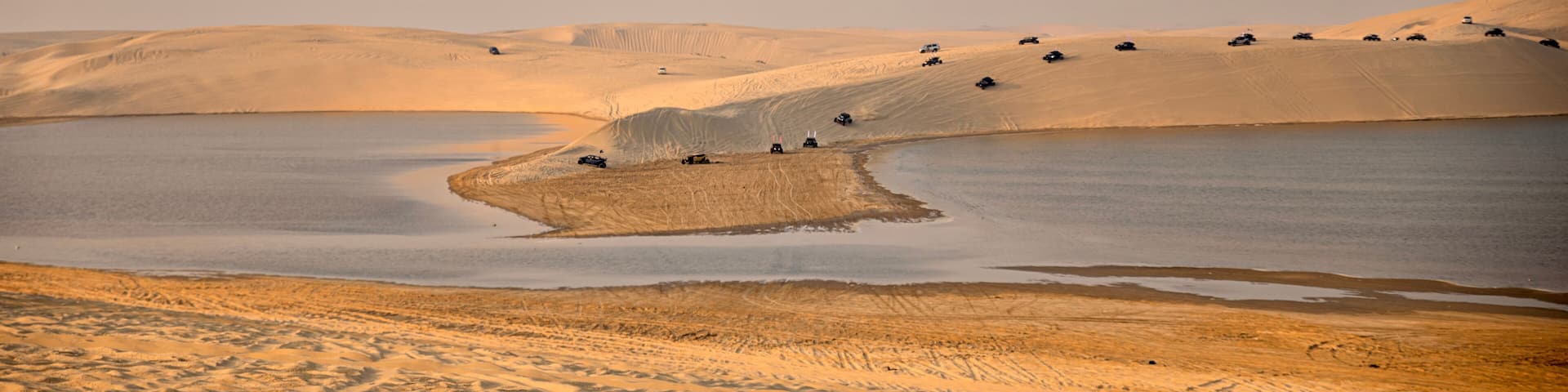 The Mesaieed Desert meets the sea in Doha, Qatar.