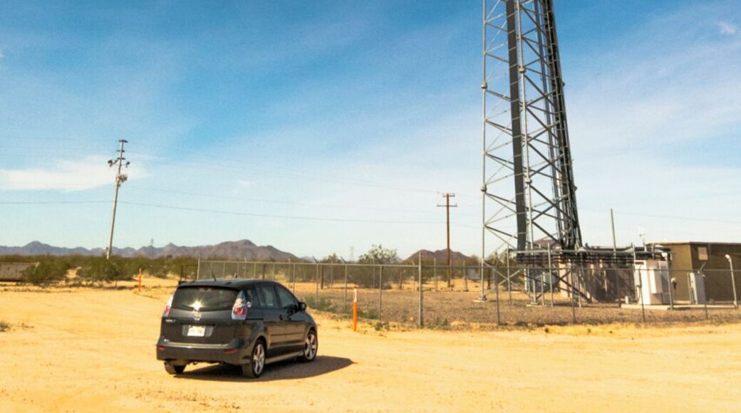 There is nothing out here except this school and the cell phone tower. At least the kids will have service to text in class. I found myself here because I was supposedly meeting people here to go on a hike nobody was there so I took pictures.