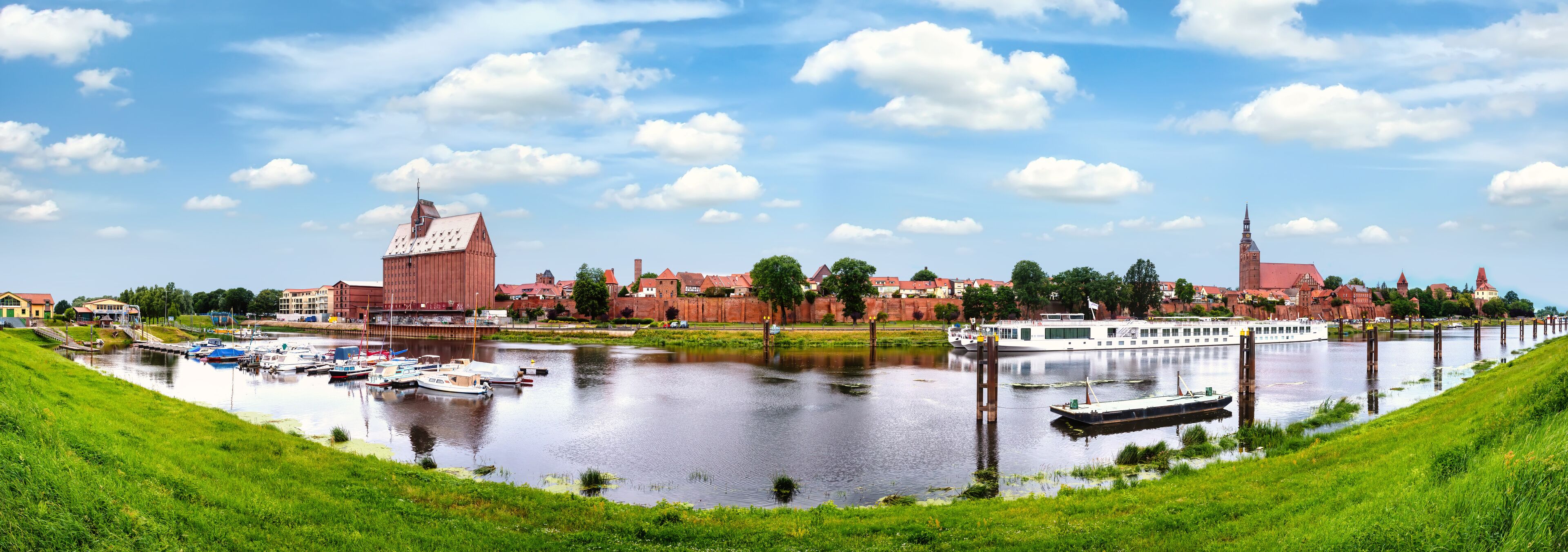 Panorama of the Hanseatic city of Tangermünde on the Elbe in Saxony-Anhalt