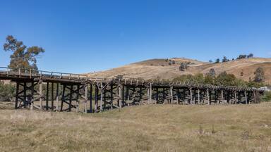 Prince Alfred Bridge, Gundagai, NSW, Australia - a unique example of an early timber span bridge