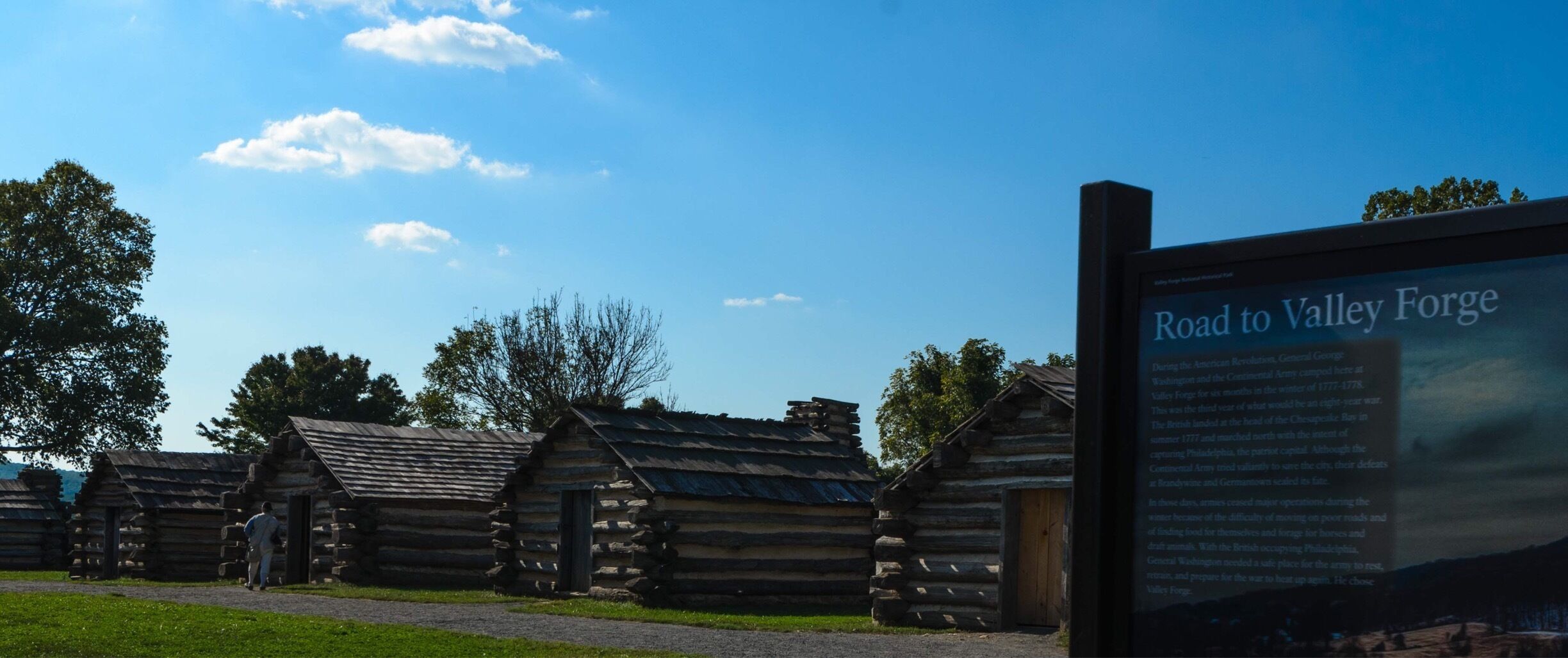 Reconstructed soldier cabins at Valley Forge National Historical Park.