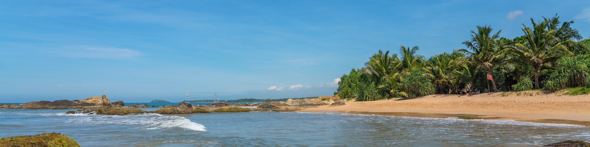 Beach, palms of Indian Ocean at Bentota, Sri Lanka