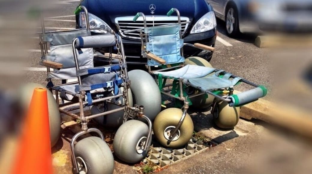 Beach wheelchairs available at info stand. No matter your ability, you can enjoy the sun and surf!