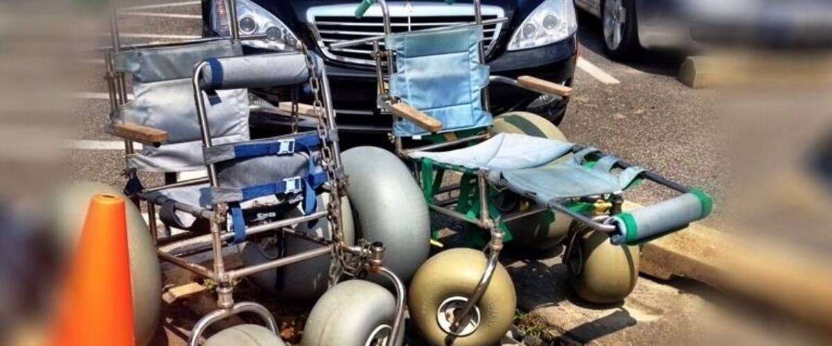 Beach wheelchairs available at info stand. No matter your ability, you can enjoy the sun and surf!