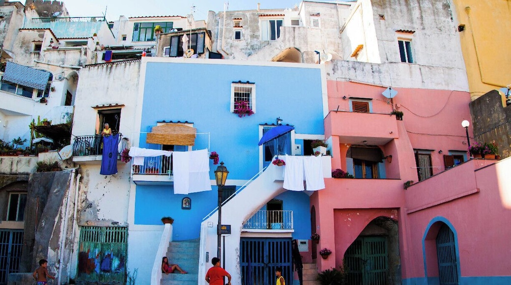 Procida is one of the Flegrean Islands off the coast of Naples in southern Italy. The island is between Cape Miseno and the island of Ischia. With its tiny satellite island of Vivara, it is a comune of the province of Naples, in the region of Campania. The population is about ten thousand. This is a view of Corricella.