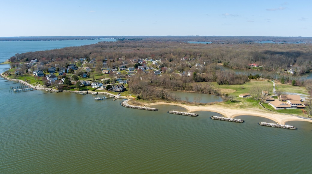 Aerial view of Mayo, Maryland. Mayo is situated on the Chesapeake Bay.