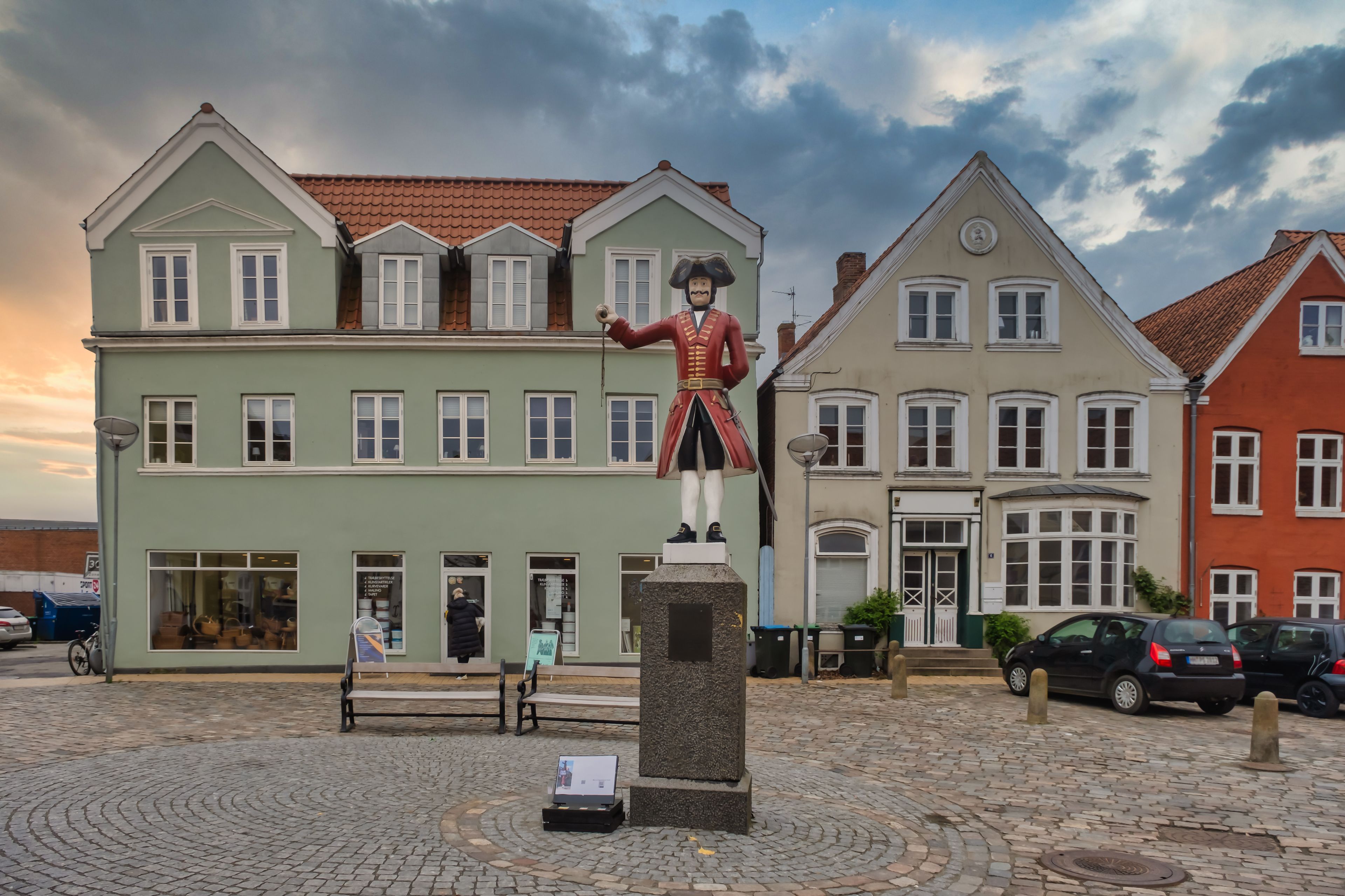 Kagmanden ancient traditional staue in the center of Toender southern Denmark