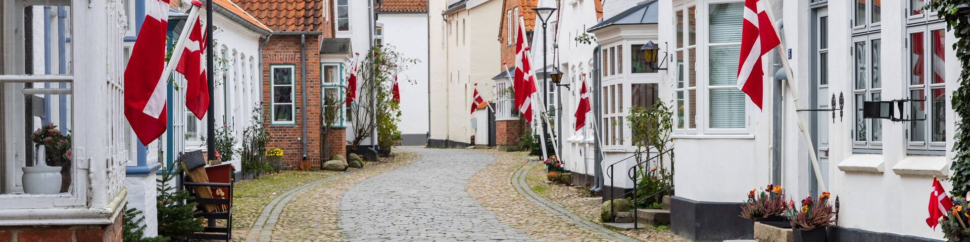 Cityscape of picturesque hanseatic village Tonder in Southern Denmark