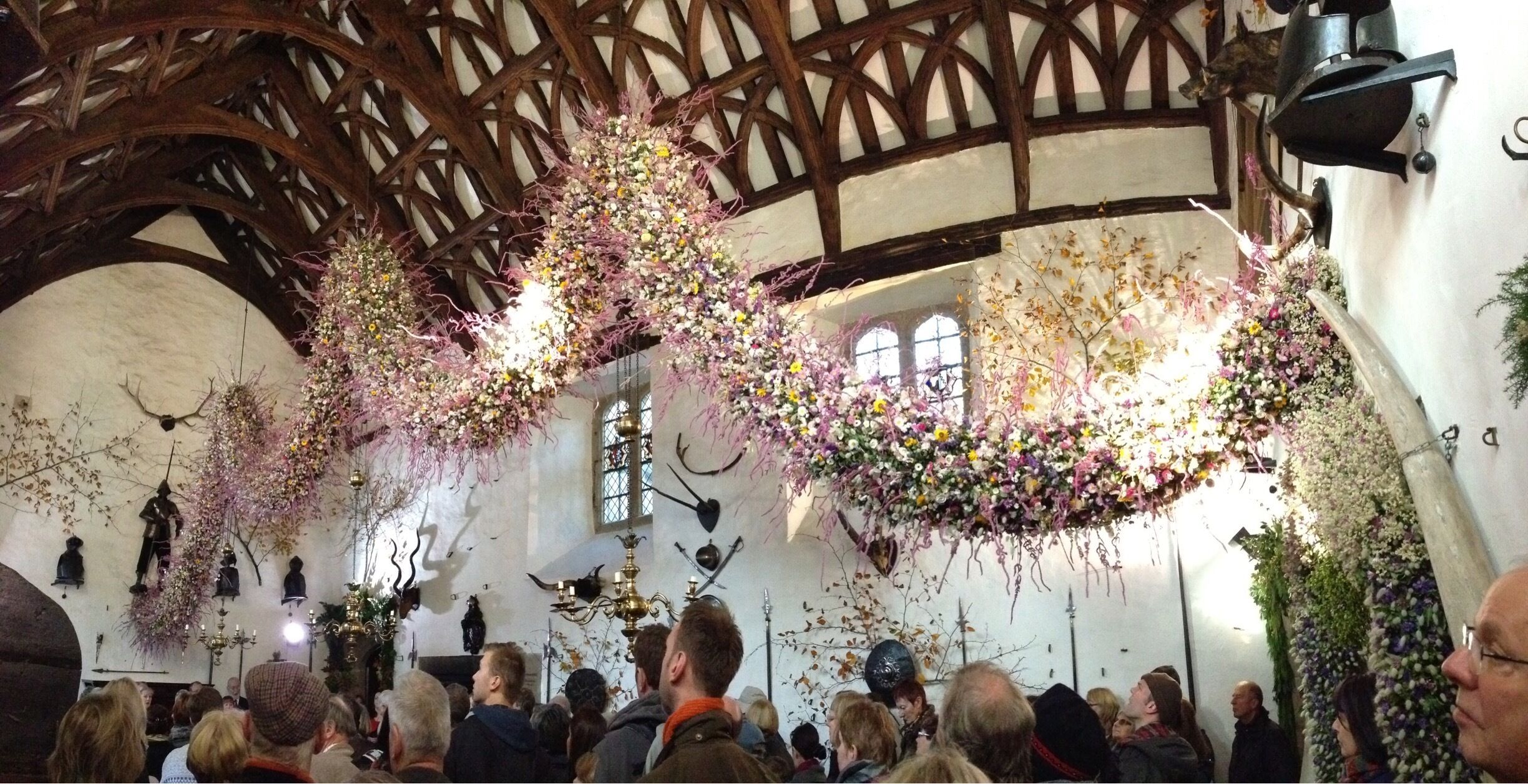 They grow and dry all of the flowers for this giant wreath every year.