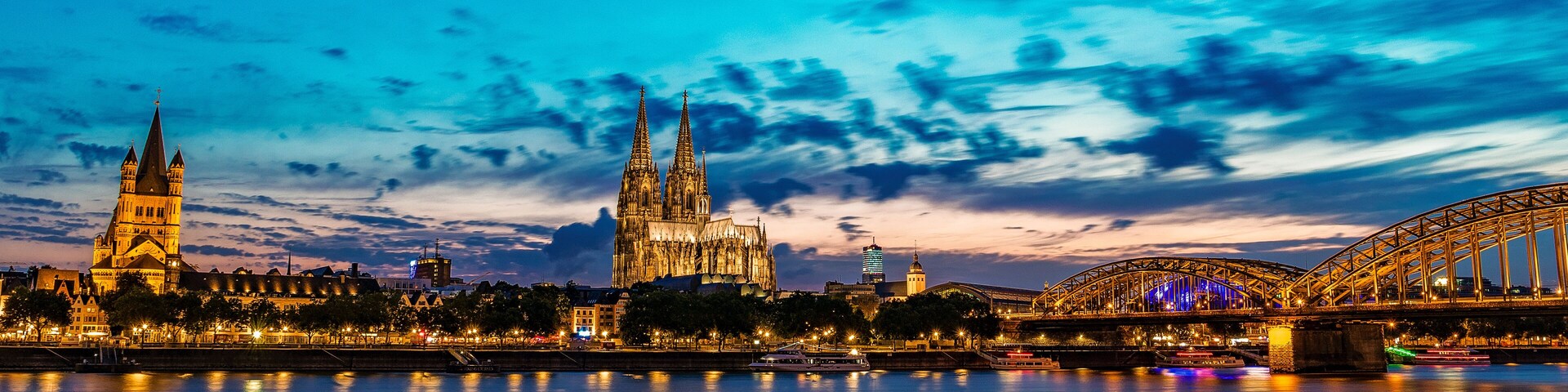 Cologne Koln Germany during sunset, Cologne bridge with the cathedral. beautiful sunset at the Rhine river