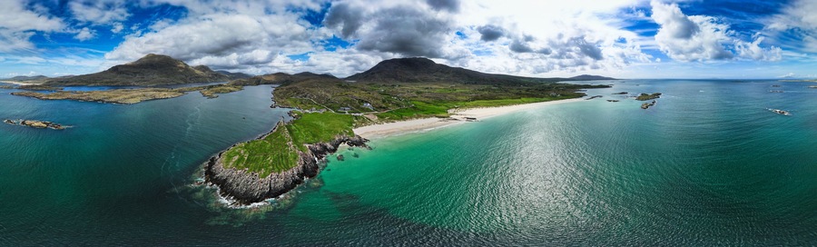 Glassilaun Beach, a white sandy beach situated between Renvyle and Killary bay in county Galway, Ireland