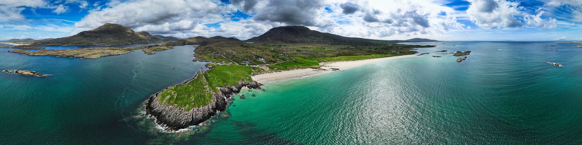 Glassilaun Beach, a white sandy beach situated between Renvyle and Killary bay in county Galway, Ireland