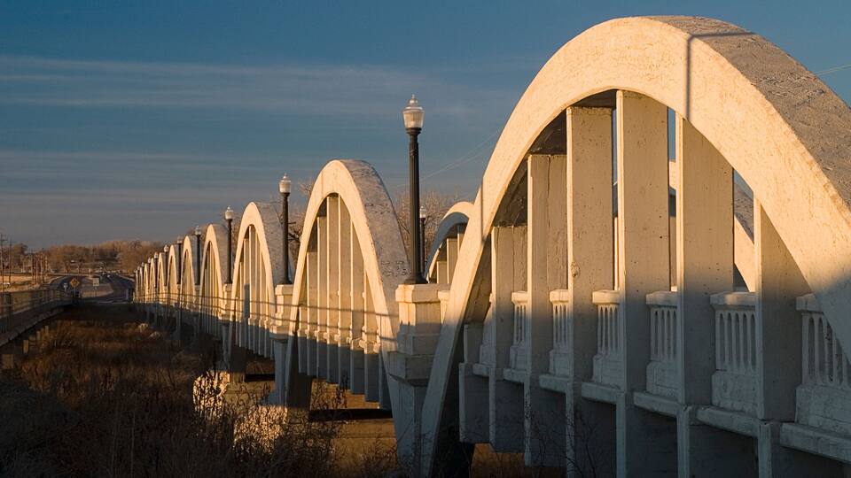 Concrete arch bridge over South Platte River