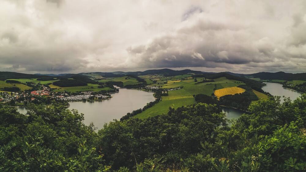 Panoramic of the Diemelsee from St. Muffert.