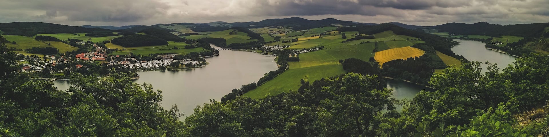 Panoramic of the Diemelsee from St. Muffert.