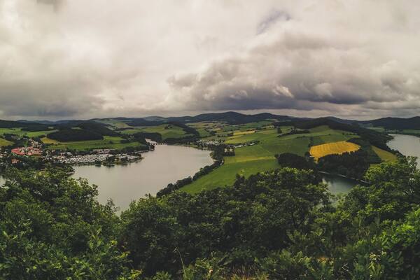 Panoramic of the Diemelsee from St. Muffert.