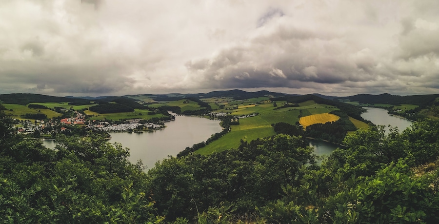 Panoramic of the Diemelsee from St. Muffert.