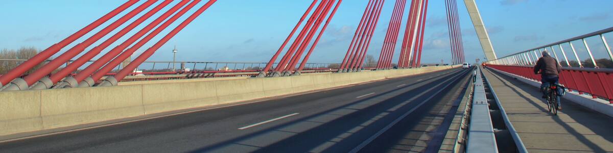 Lovely colours at the cable stayed Rhine bridge Wesel, opened 23/11/'09 and with a mainspan of 335 m
