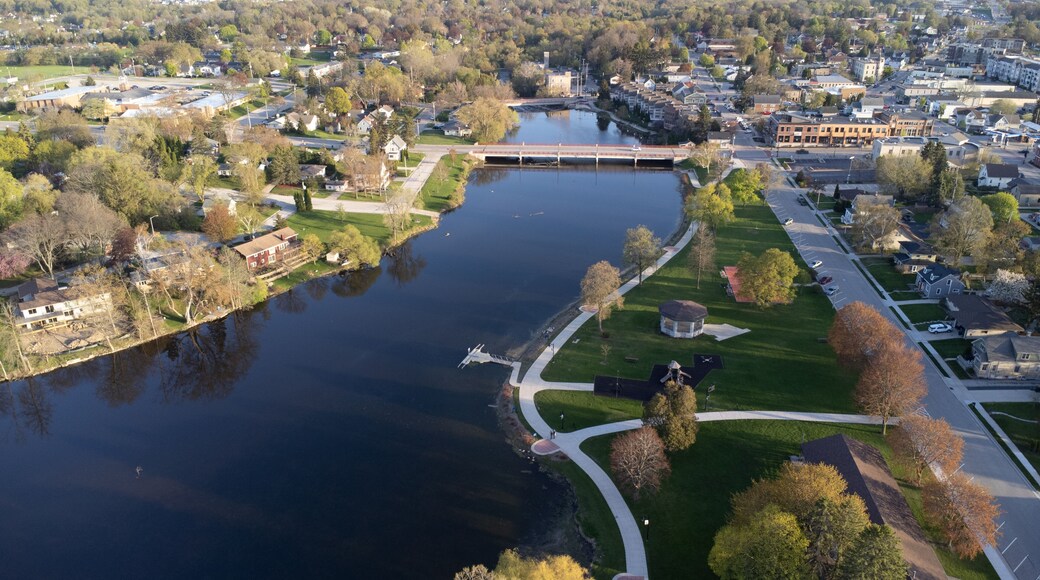 aerial view of a small town (grafton, wisconsin)