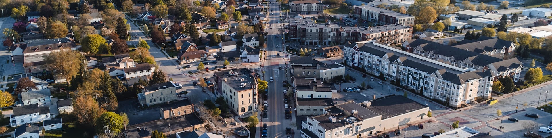 aerial view of a small town (grafton, wisconsin)