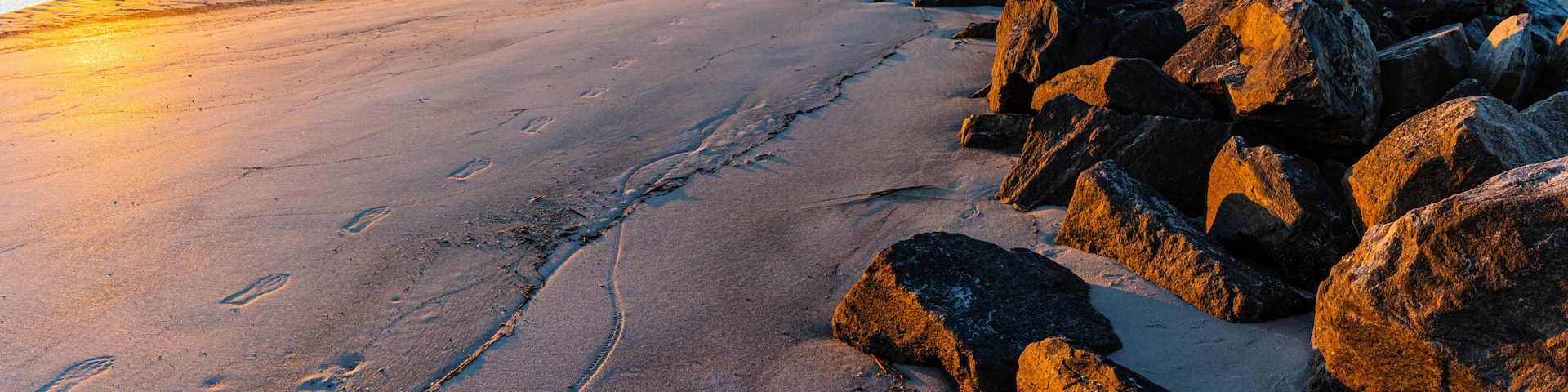 Dawn on The Jetty Rocks on Singleton Beach, Hilton Head, South Carolina, USA