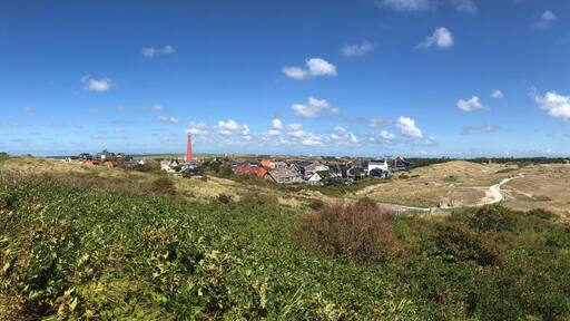Huisduinen. Kijkduin. Village. Den helder. North Holland. Netherlands. Dunes and coast at North Sea. Panorama. Lighthouse.