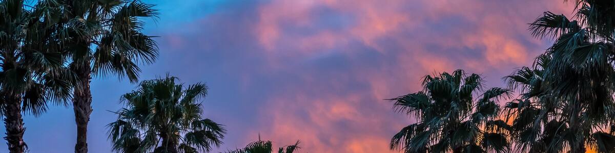 Dramatic vibrant sunset scenery in Donna Victoria Palms RV Resort, Texas