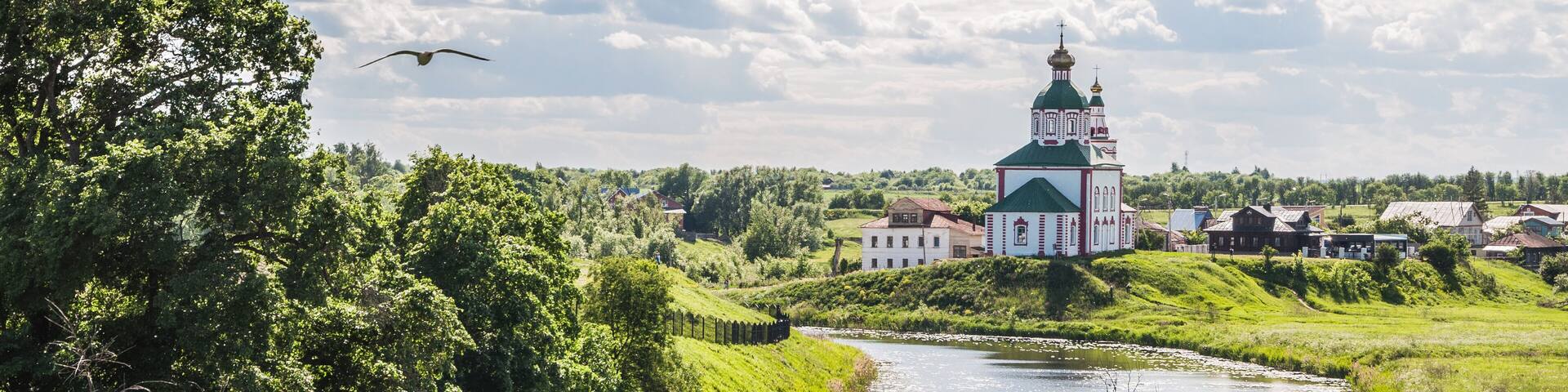 Church of Elijah the Prophet on Ivanova mountain or Elias Church - Orthodox church in Suzdal, on the banks of the Kamenka River, Russia. Gold ring of Russia.