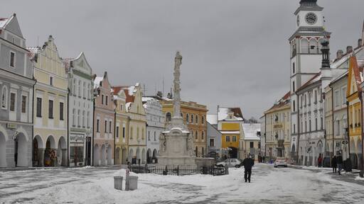 Main Square in Třeboň, South Bohemia
Trebon is a very pleasant town in South Bohemia, only 20 km from České Budějovice. The town is a popular tourist destination and is famous for carp, which are common in the ponds that surround the town.
Definitely more of a summer destination, when you can enjoy the many restaurants and local brewery (Regent),
