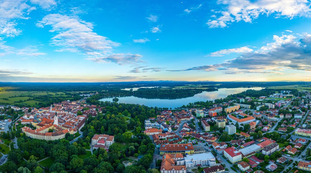 Sunset panorama view of Trebon, Czech republic