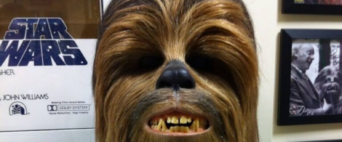 Chewbacca mask worn by Peter Mayhew in Star Wars. Enjoy Mark