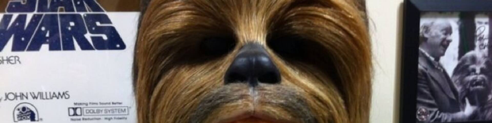 Chewbacca mask worn by Peter Mayhew in Star Wars. Enjoy Mark