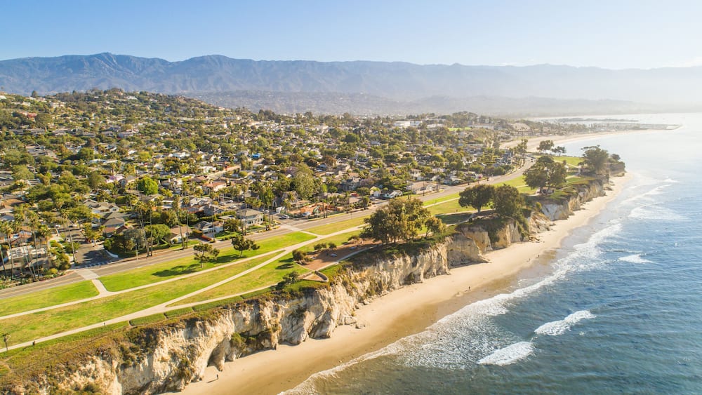 aerial view of Shoreline Park and The Mesa, Santa Barbara, California