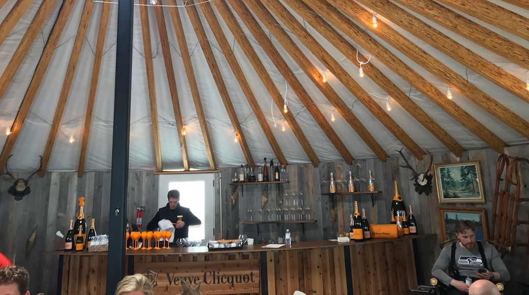 Veuve yurt outside. Good ending to long day of skiing.