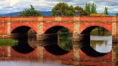 Historic red bridge in capbelltown
