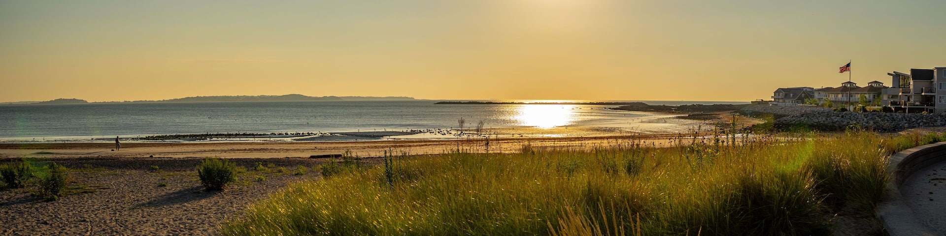 Revere Beach, Revere, Massachusetts, USA. It is a first public beach in America. It is close to Boston Logan Airport