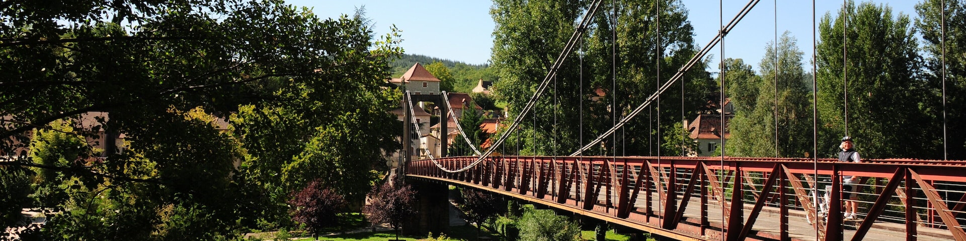 Old suspension bridge at Bouzies along the Lot river