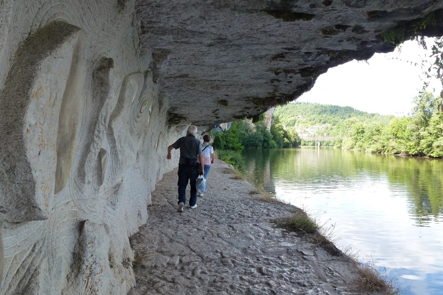 They carved this path into the cliff in order to haul barges along the river. Now there is more artistic carving as well - not as practical but just as interesting...
