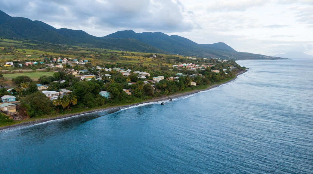 St. Kitts which includes general coastal views, landscape views and a coastal town