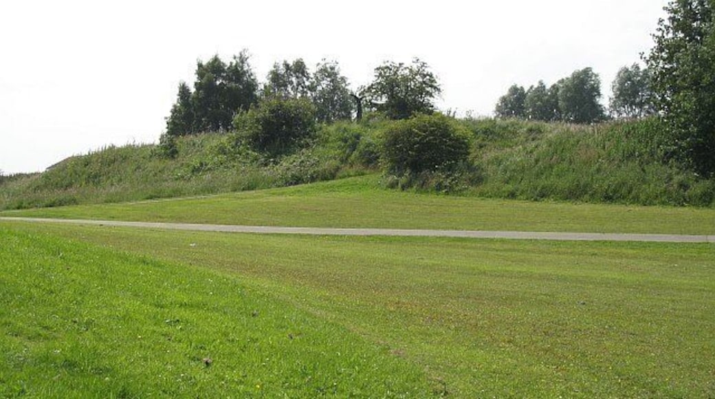 Park, Gartlea Former colliery land, now carrying the National Cycle route number 75. Milepost on the landscaped bing.